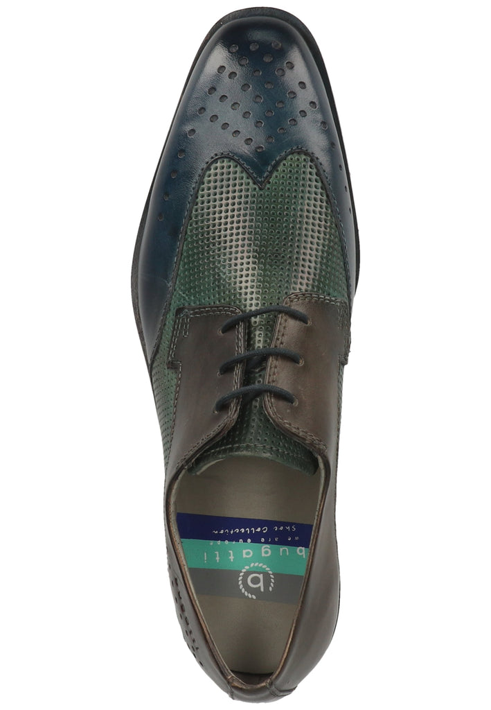 Bugatti Halbschuhe Glattleder Blau/Grau