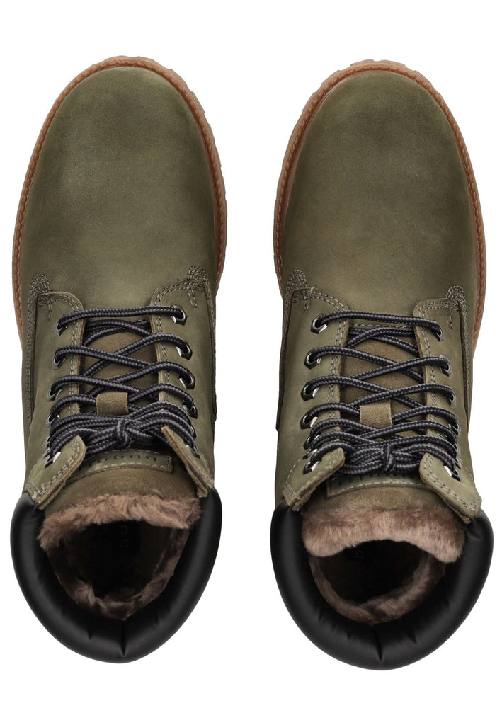 Bugatti Stiefelette Leder Grün/Schwarz Warmfutter