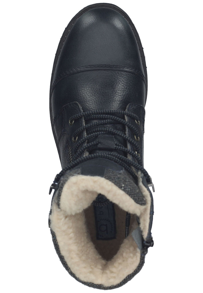 Bugatti Stiefelette Leder/Textil Dunkelblau/Grau Warmfutter