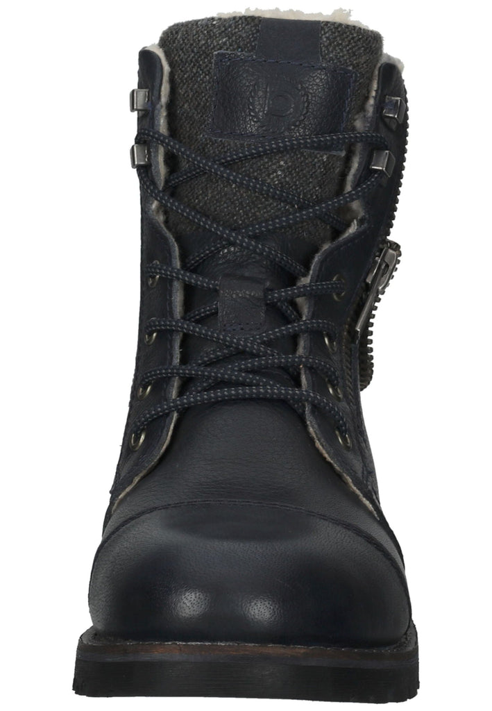 Bugatti Stiefelette Leder/Textil Dunkelblau/Grau Warmfutter