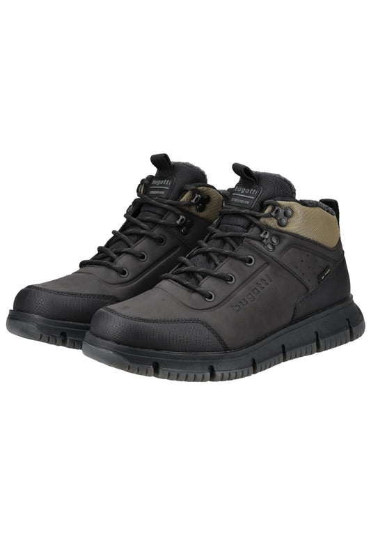 Bugatti Stiefelette Lederimitat Dunkelgrau/Grün Warmfutter