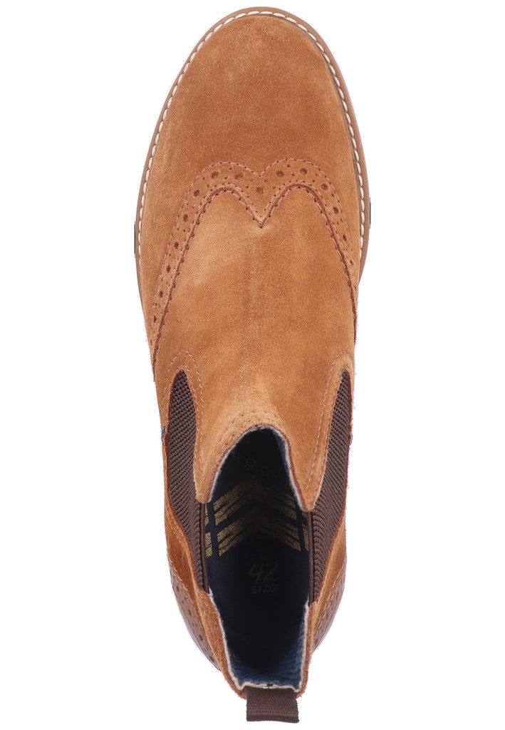 Bugatti Stiefelette Veloursleder Cognac