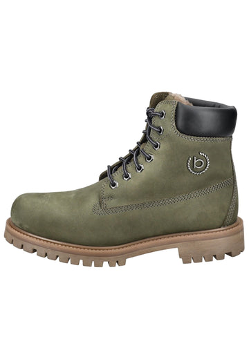 Stiefeletten Bugatti Stiefelette Leder Grün/Schwarz Warmfutter