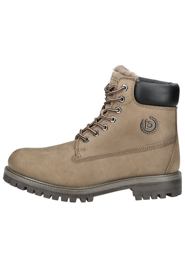 Stiefeletten Bugatti Stiefelette Leder Taupe Warmfutter