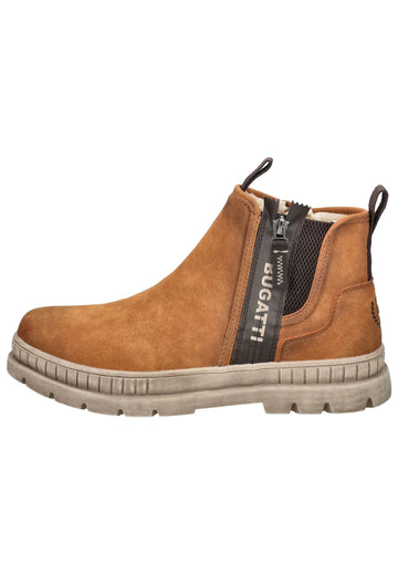Stiefeletten Bugatti Stiefelette Lederimitat Cognac Warmfutter