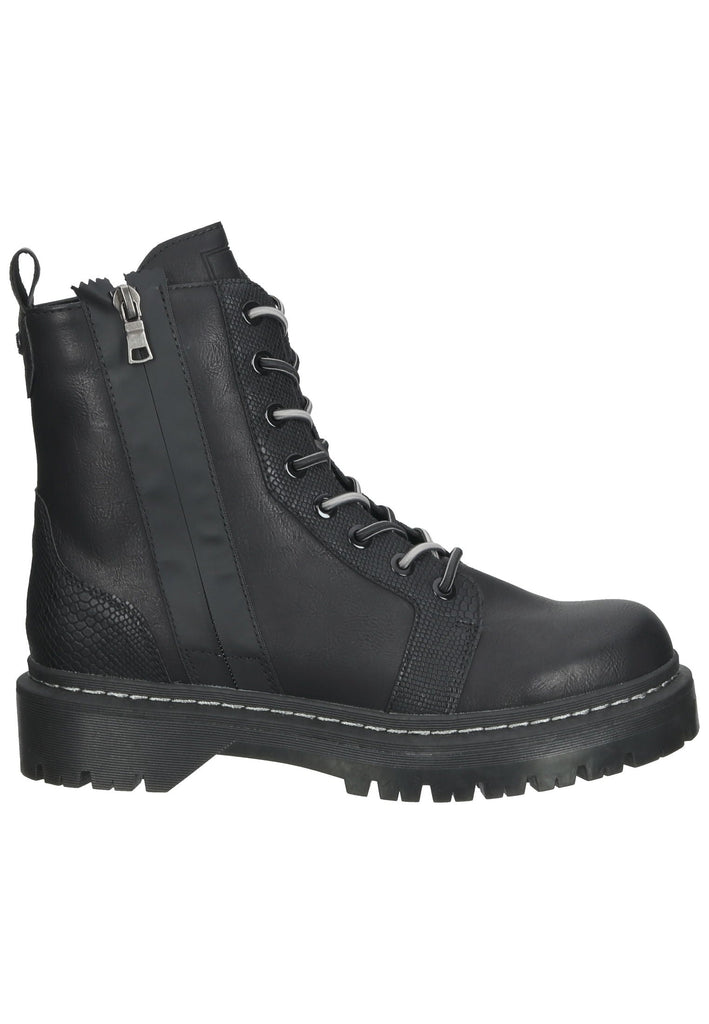 Stiefeletten Bugatti Stiefelette Lederimitat Croco Black Warmfutter