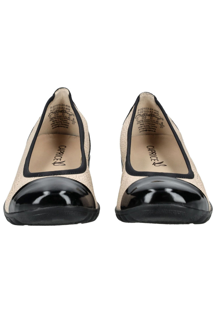 Caprice Ballerinas Leder Beige/Schwarz