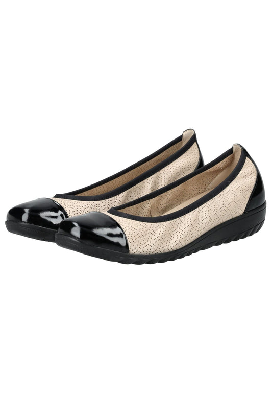 Caprice Ballerinas Leder Beige/Schwarz