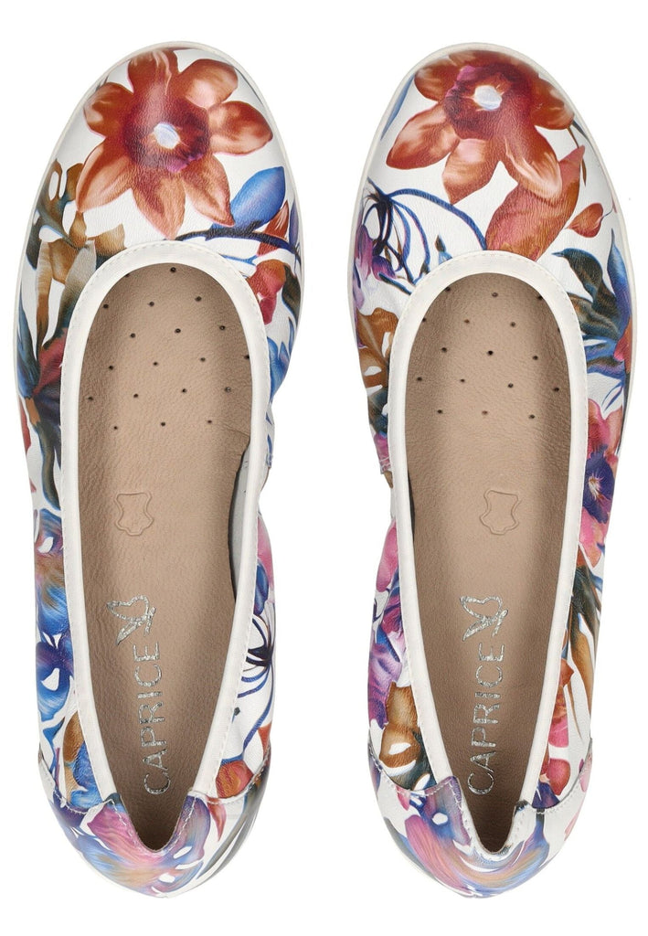Caprice Ballerinas Leder Weiß/Blau