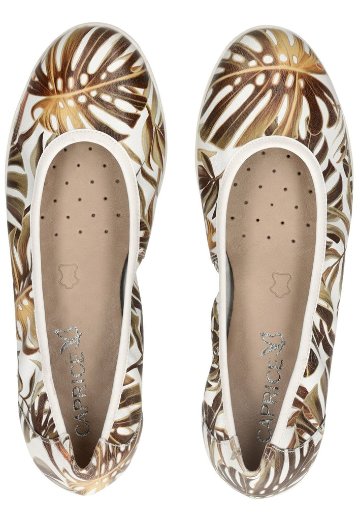 Caprice Ballerinas Leder Weiß/Braun