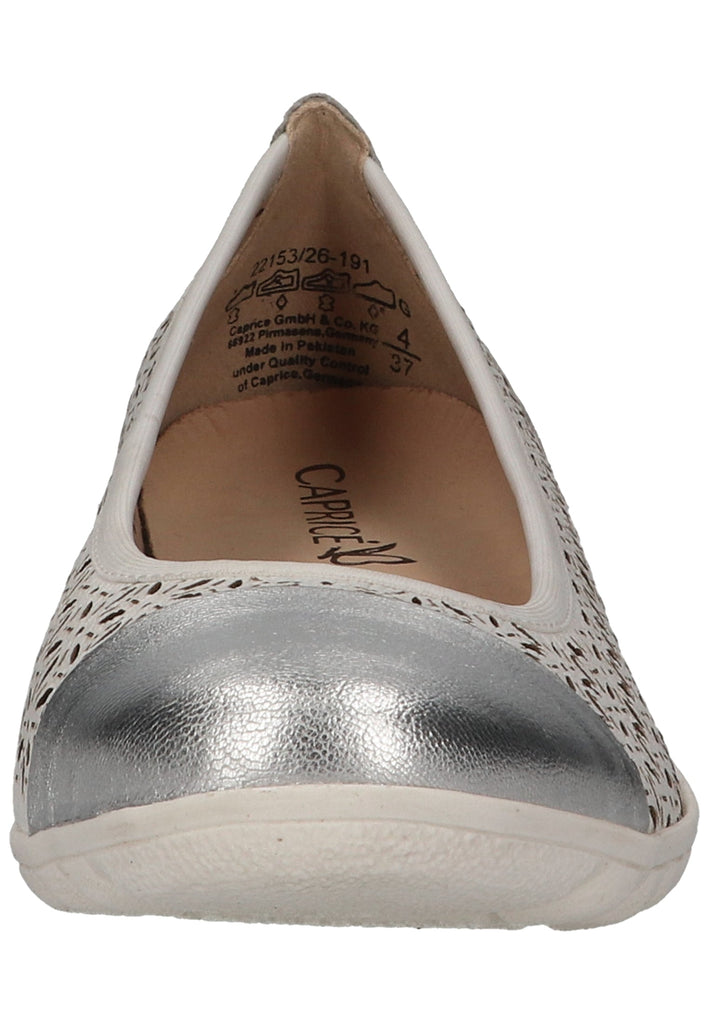Caprice Ballerinas Leder Weiß/Silber