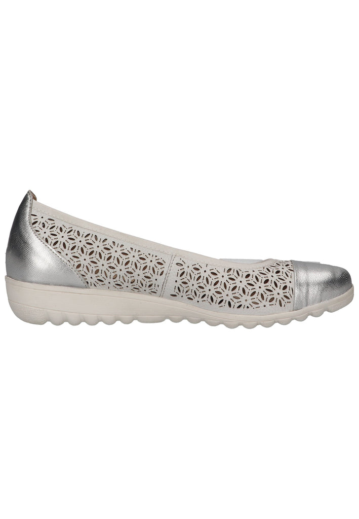 Caprice Ballerinas Leder Weiß/Silber