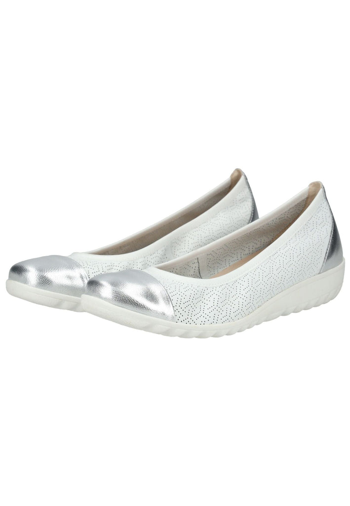 Caprice Ballerinas Leder Weiß/Silber
