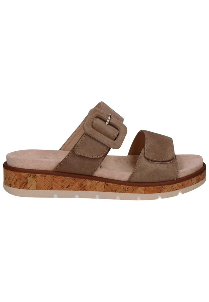 Caprice Pantoletten Veloursleder Taupe