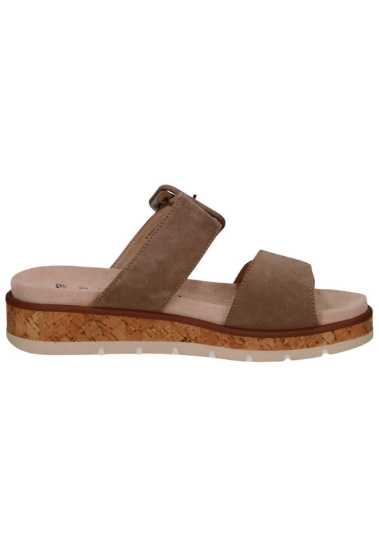 Caprice Pantoletten Veloursleder Taupe