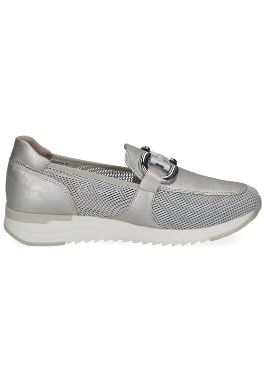 Caprice Slipper Leder/Textil Platin