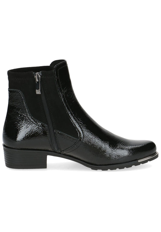 Caprice Stiefelette Leder/Textil Schwarz Lack Warmfutter