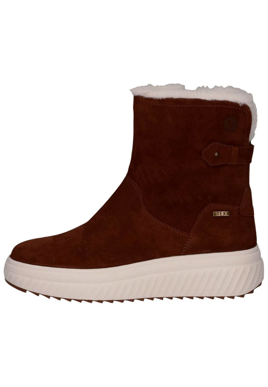 Caprice Stiefelette Veloursleder Cognac Warmfutter