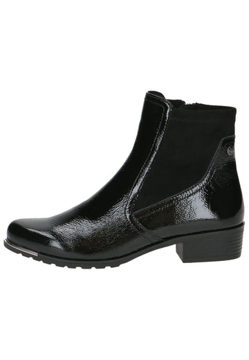 Stiefeletten Caprice Stiefelette Leder/Textil Schwarz Lack Warmfutter