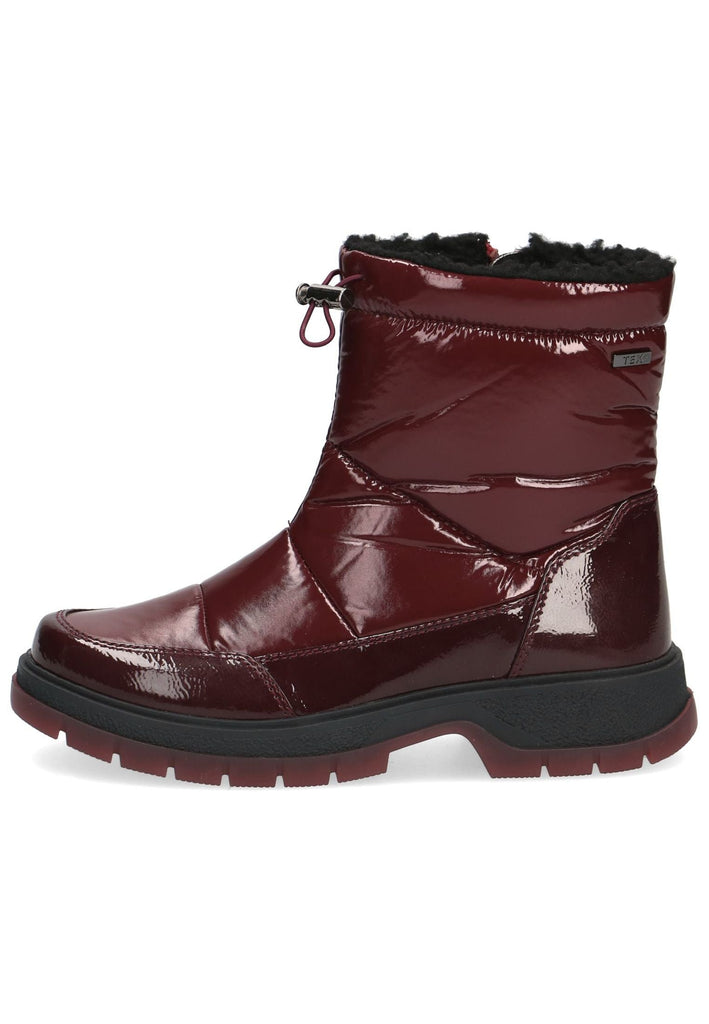 Stiefeletten Caprice Stiefelette Lederimitat Bordeaux Warmfutter