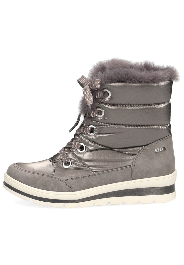 Stiefeletten Caprice Stiefelette Lederimitat/Textil Taupe Warmfutter