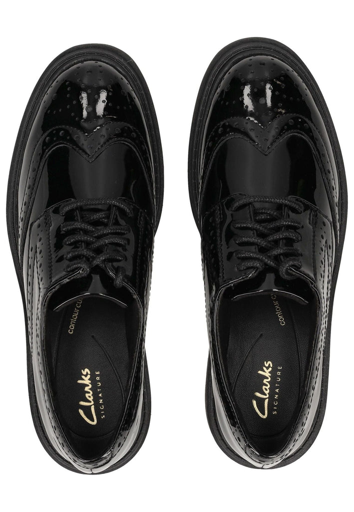 Clarks Halbschuhe Leder Schwarz Lack