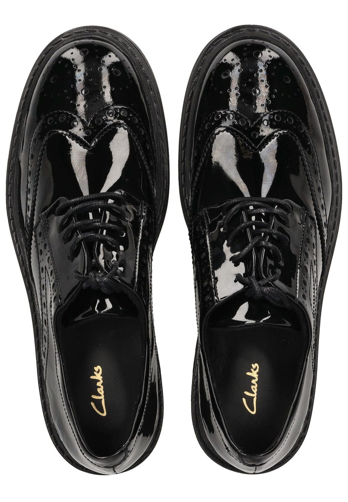 Clarks Halbschuhe Leder Schwarz Lack