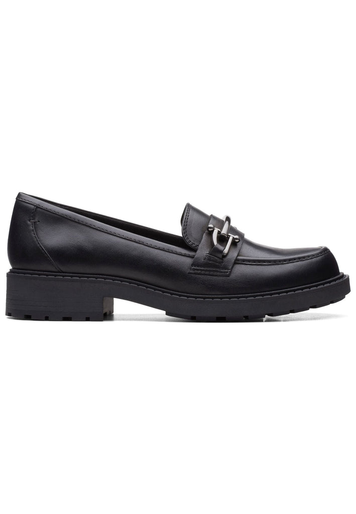 Clarks Slipper Leder Schwarz