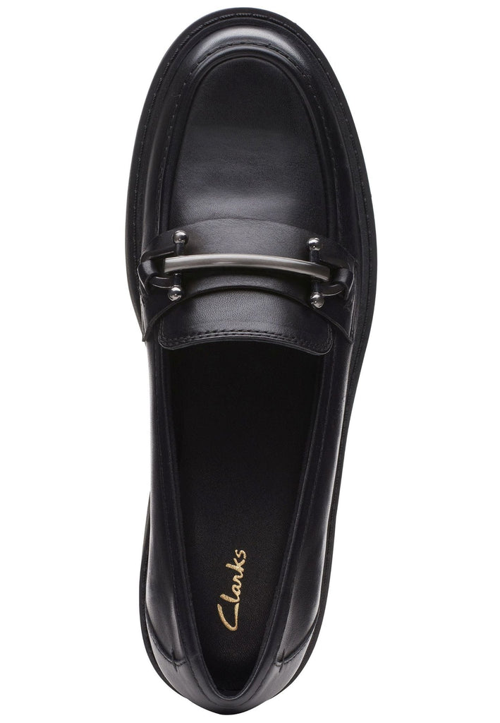 Clarks Slipper Leder Schwarz