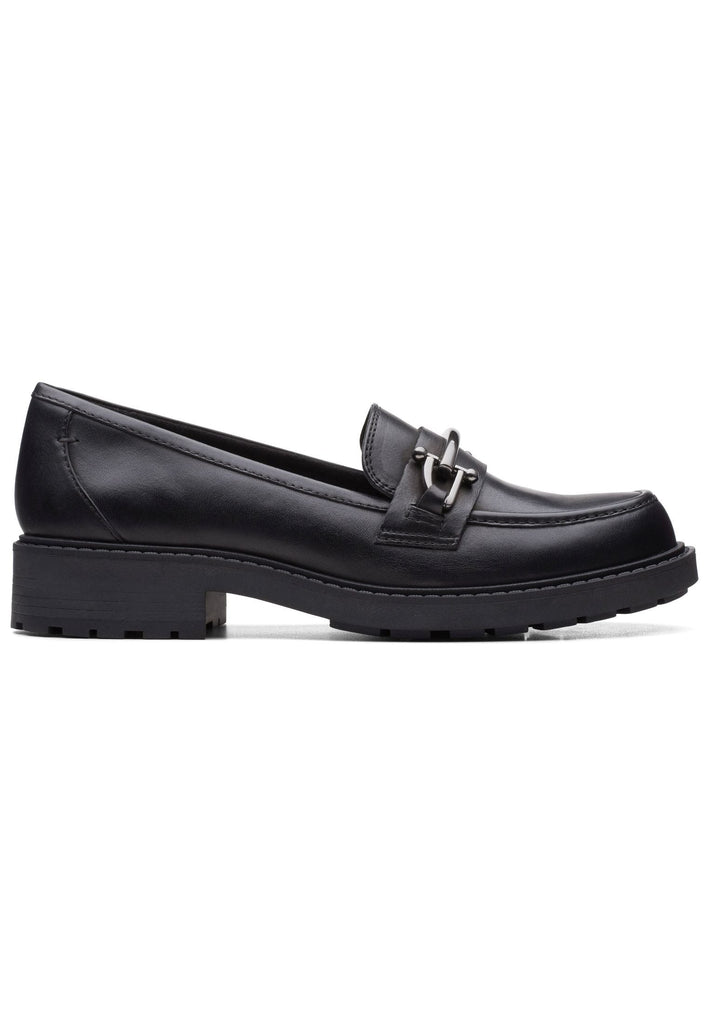 Clarks Slipper Leder Schwarz