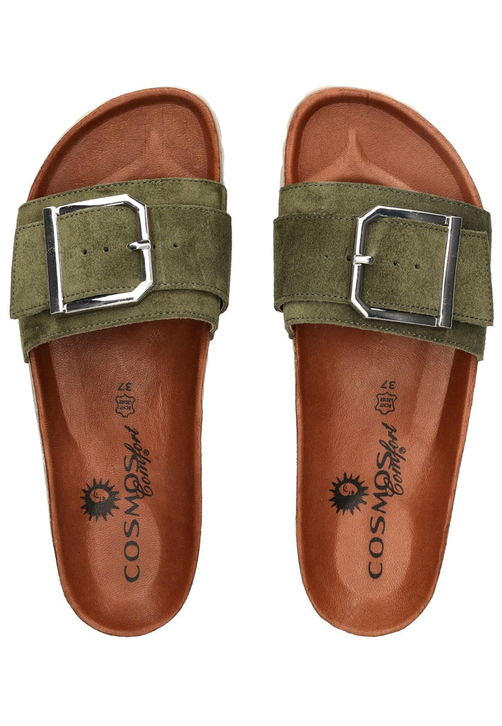 Cosmos Comfort Pantoletten Leder Dunkelgrün
