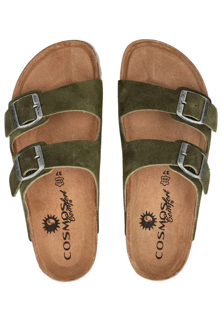 Cosmos Comfort Pantoletten Leder Dunkelgrün