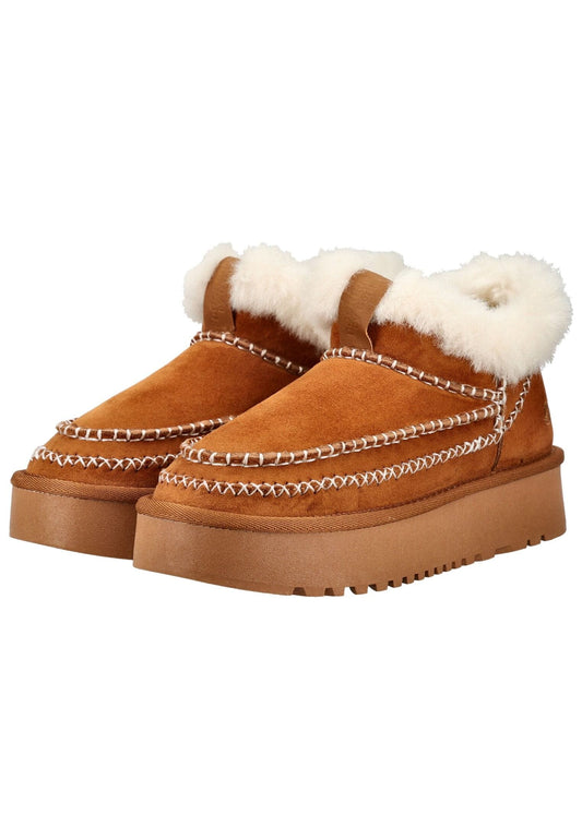 Dockers Stiefelette Lederimitat Cognac Warmfutter