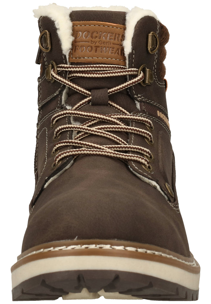 Dockers Stiefelette Lederimitat Dunkelbraun Warmfutter