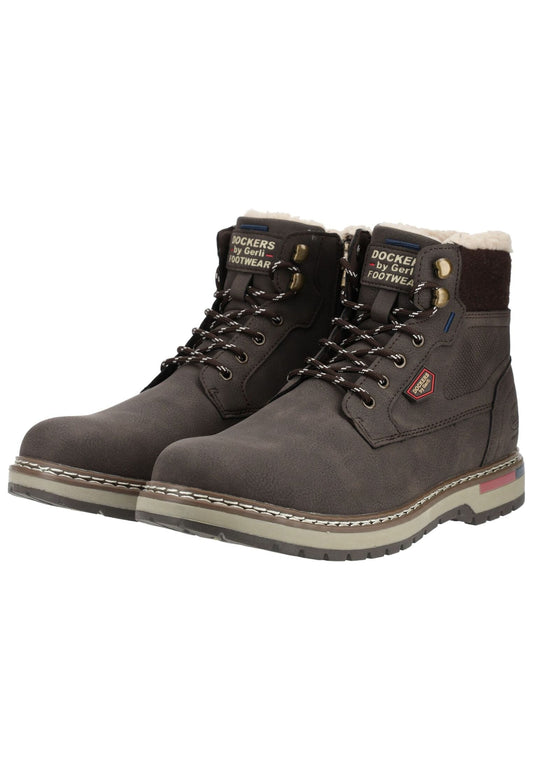 Dockers Stiefelette Lederimitat Dunkelbraun Warmfutter