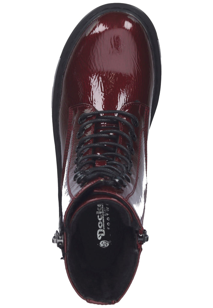 Dockers Stiefelette Lederimitat Rot Lack Warmfutter