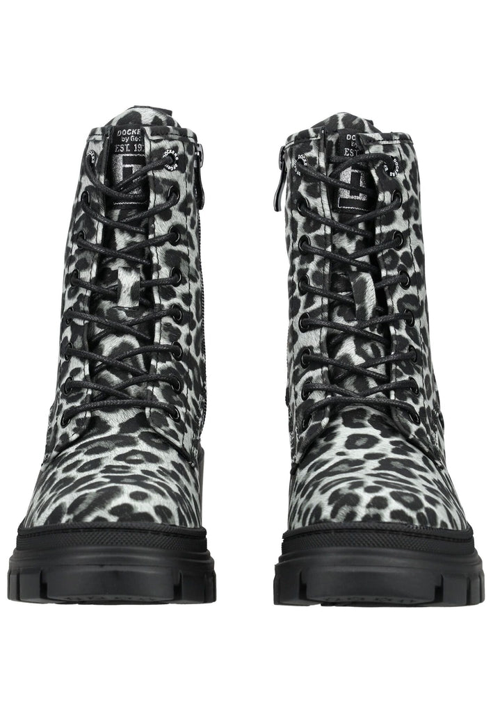 Dockers Stiefelette Lederimitat Schwarz/grau Warmfutter