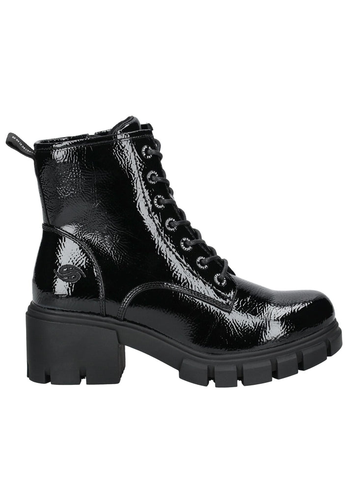 Dockers Stiefelette Lederimitat Schwarz Lack Warmfutter