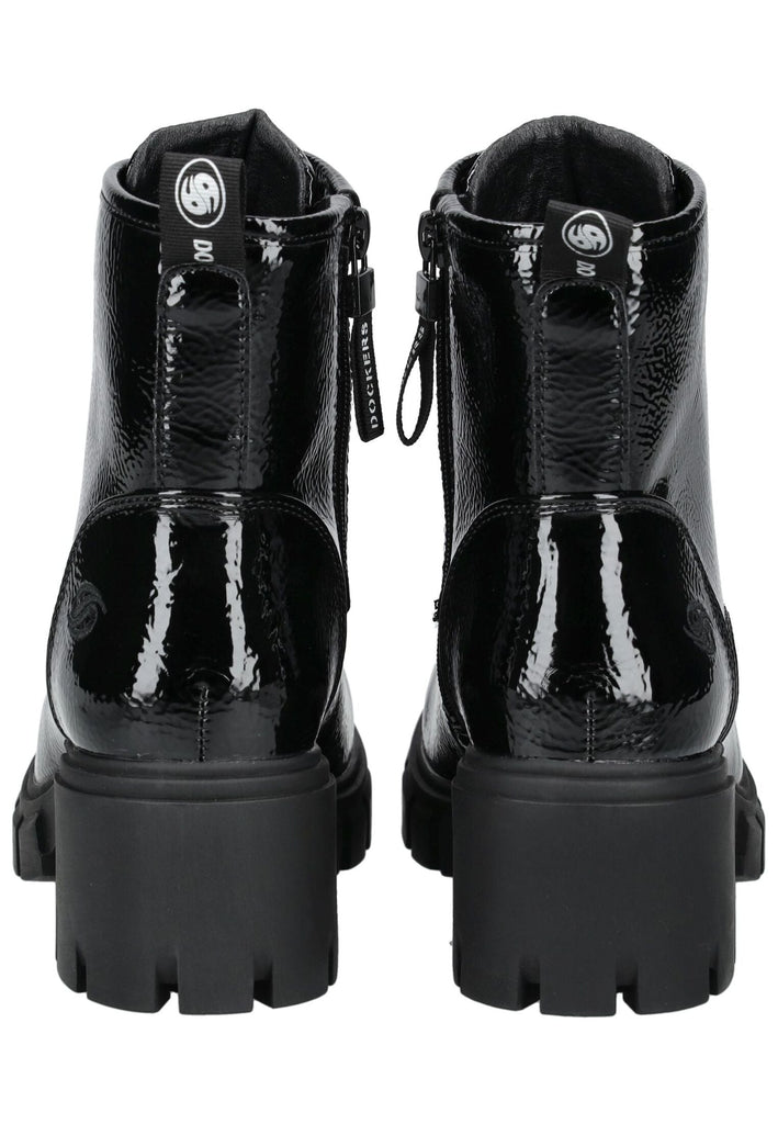 Dockers Stiefelette Lederimitat Schwarz Lack Warmfutter