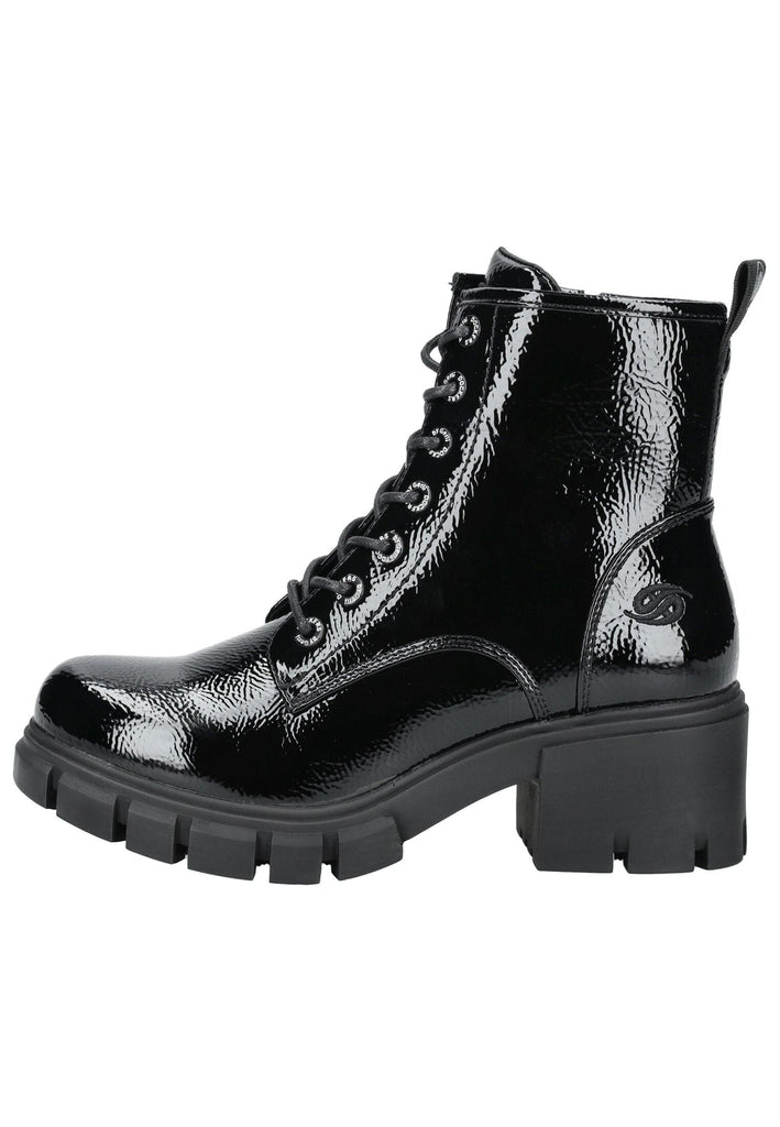 Dockers Stiefelette Lederimitat Schwarz Lack Warmfutter