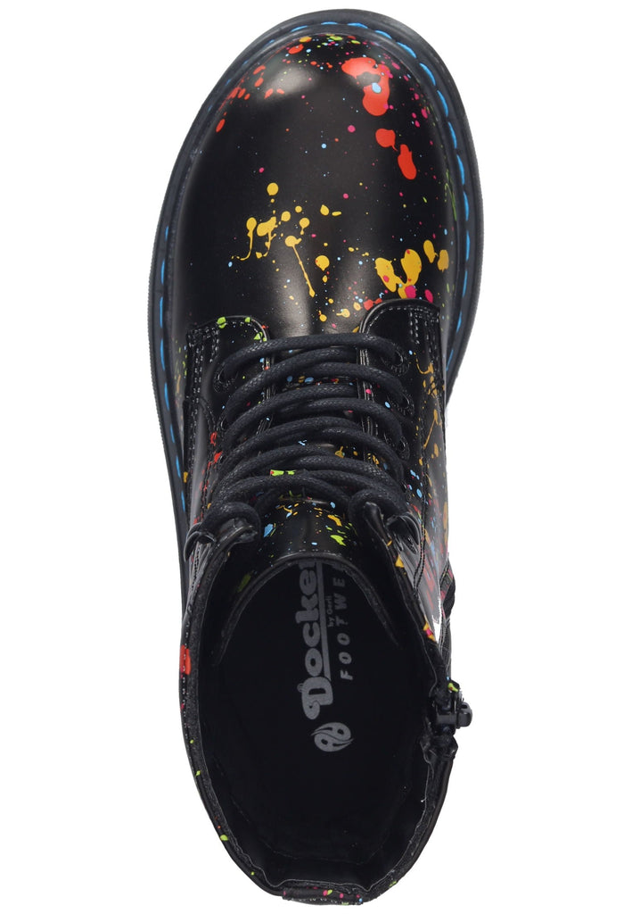 Dockers Stiefelette Lederimitat Schwarz Multi