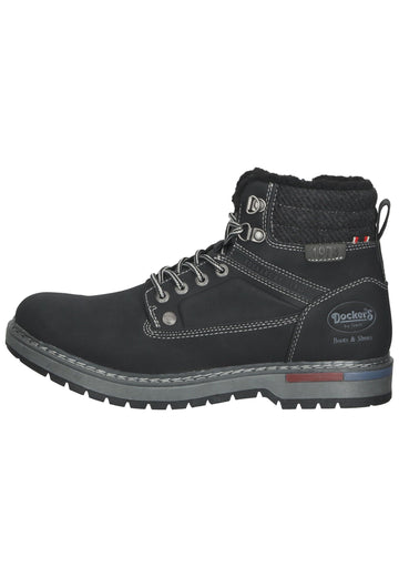 Dockers Stiefelette Lederimitat Schwarz Warmfutter