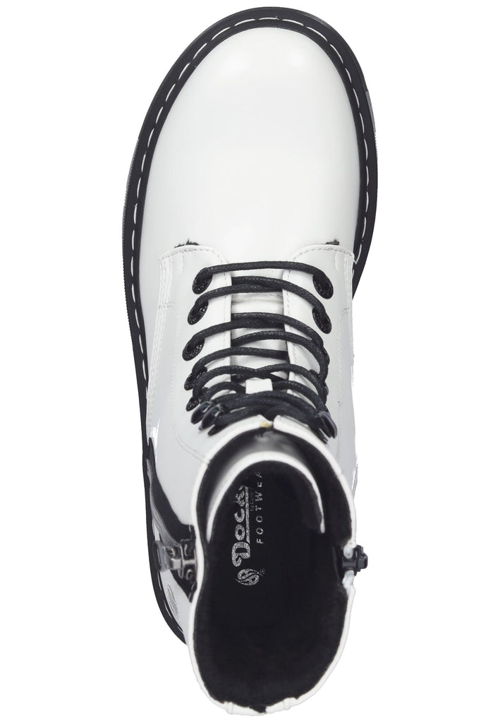 Dockers Stiefelette Lederimitat Weiß/Schwarz Warmfutter