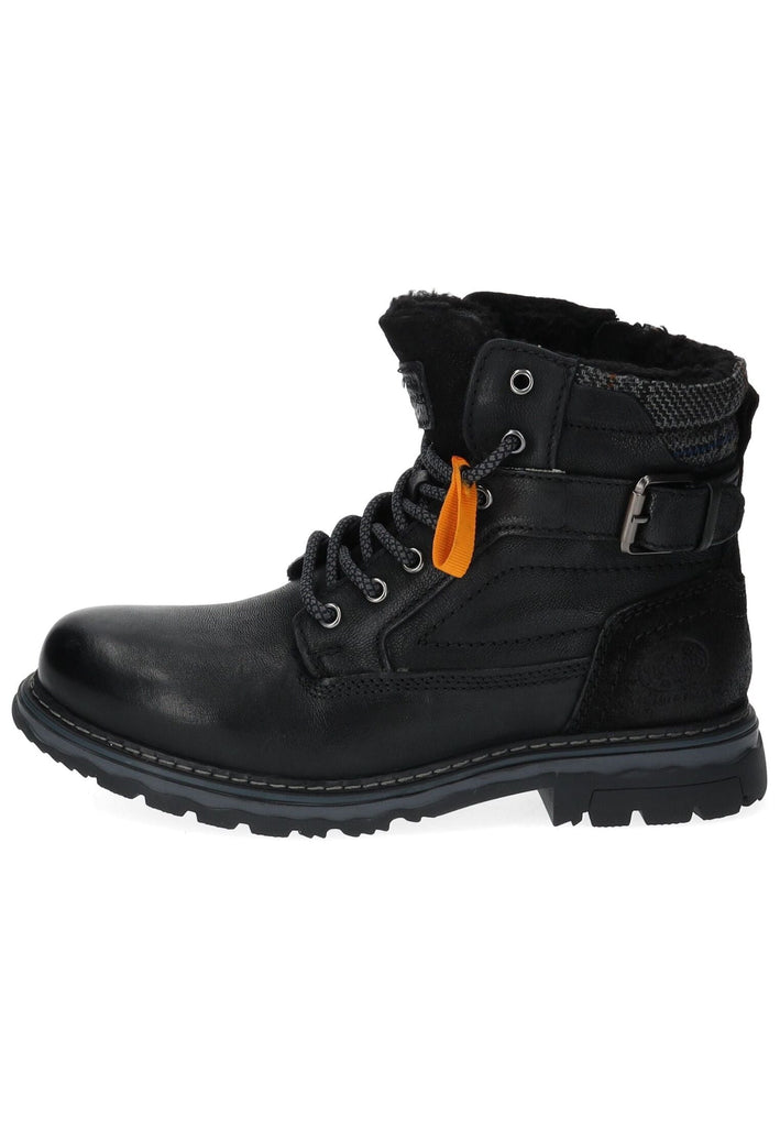 Stiefeletten Dockers Stiefelette Leder Schwarz Warmfutter