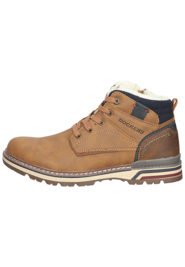Stiefeletten Dockers Stiefelette Lederimitat Cognac Warmfutter