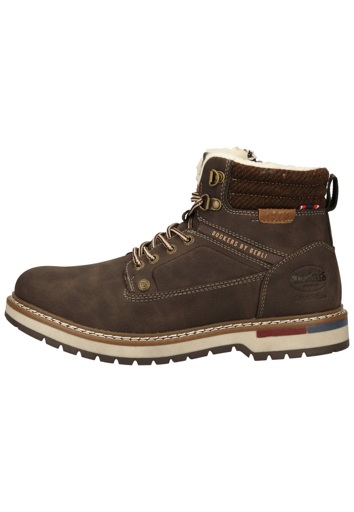 Stiefeletten Dockers Stiefelette Lederimitat Dunkelbraun Warmfutter