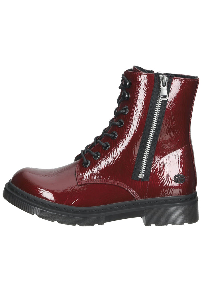 Stiefeletten Dockers Stiefelette Lederimitat Rot Lack Warmfutter