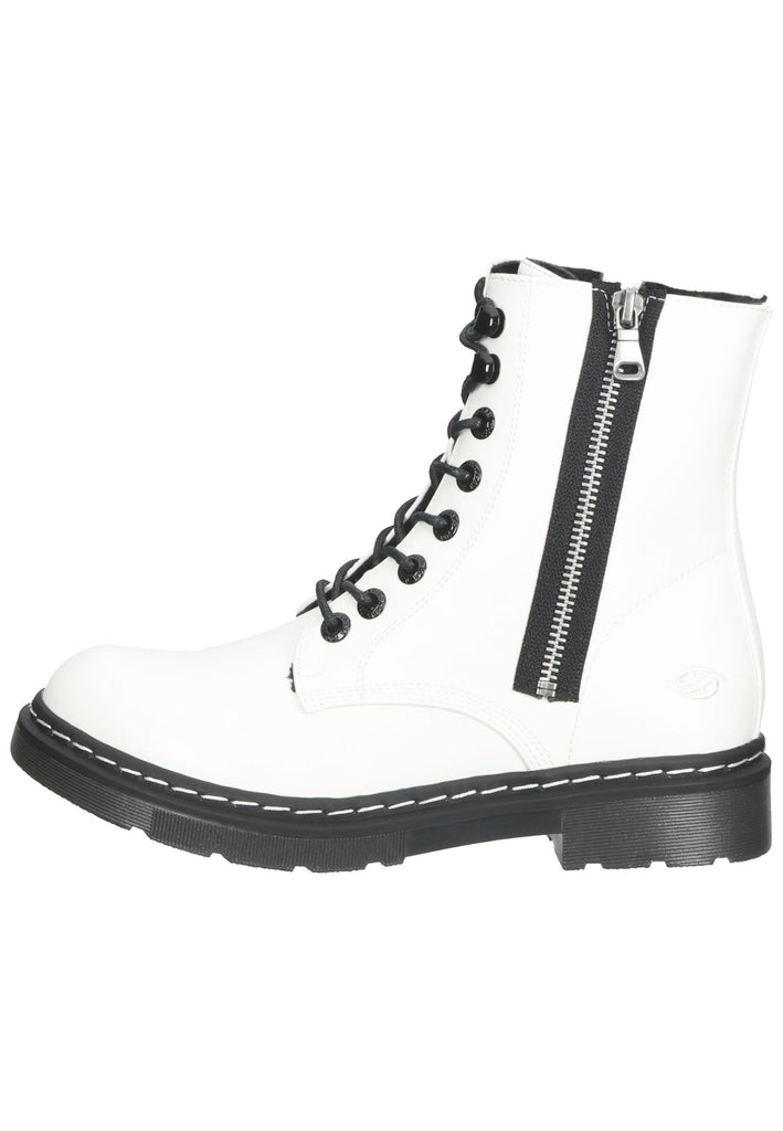 Stiefeletten Dockers Stiefelette Lederimitat Weiß/Schwarz Warmfutter