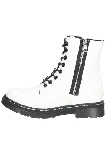 Stiefeletten Dockers Stiefelette Lederimitat Weiß/Schwarz Warmfutter