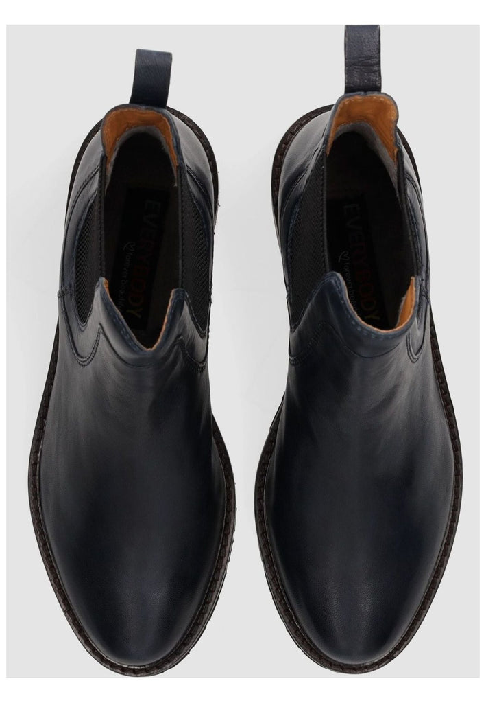 Everybody Stiefelette Glattleder Dunkelblau Warmfutter